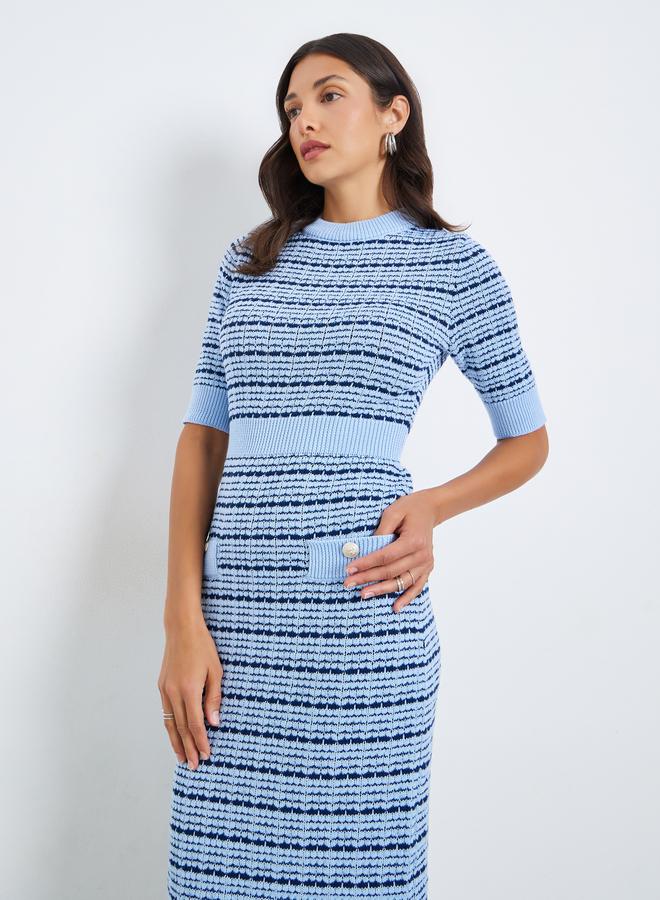 Styli Women Knit Midi Dress with Short Sleeves - Image 2